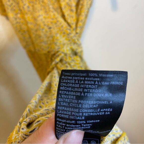 ba&sh BELINA Golden Yellow Floral Ruffle Wrap Dress Curry Lady Dress Size Small - Picture 9 of 10